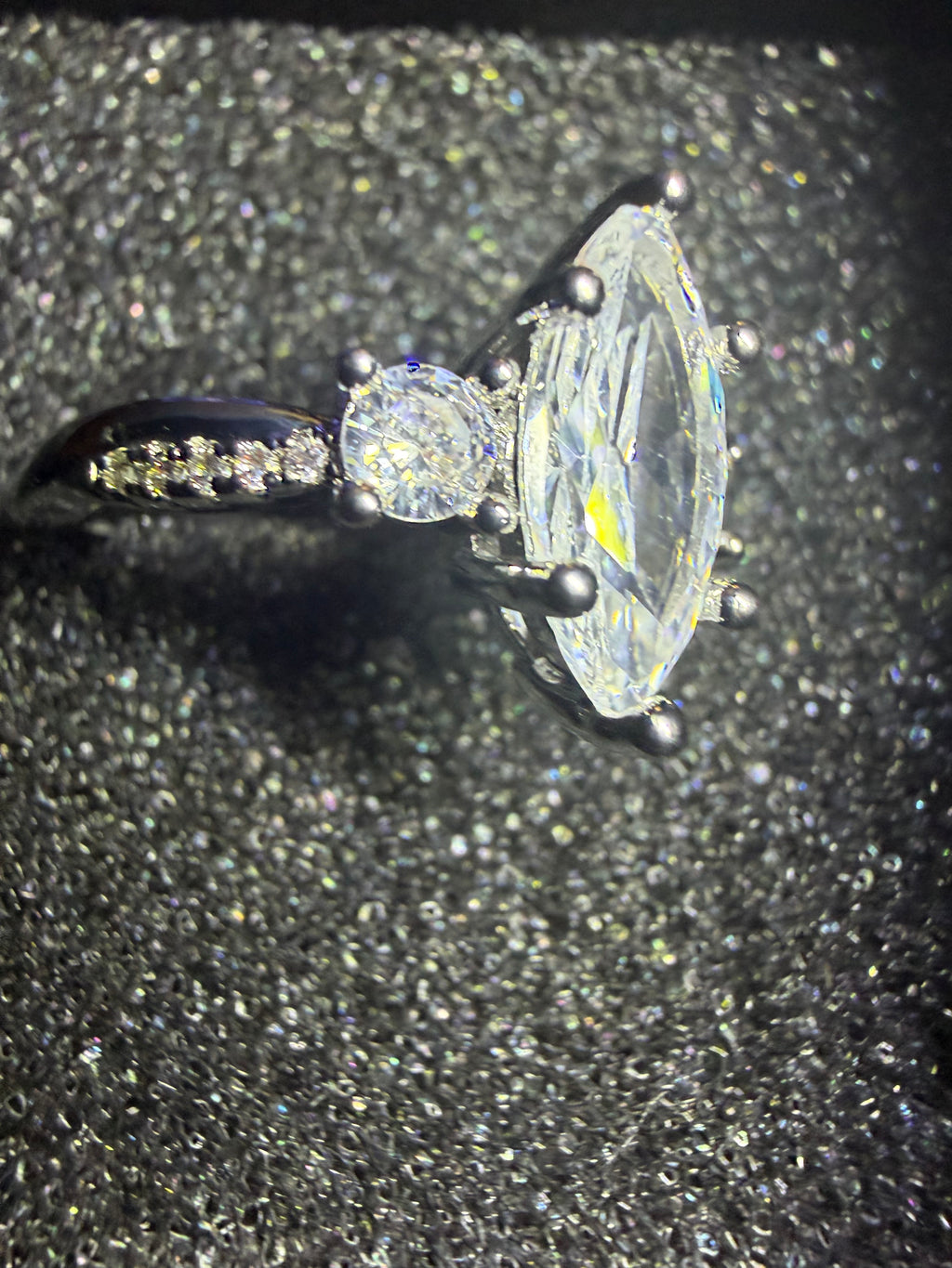 3CT Marques Cut Mossanite Engagement Ring