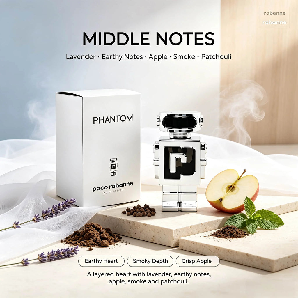 Rabanne Phantom Men's Perfume 3.4 oz. 100 ml Is a Combination of Lavender, Vanilla and Vetiver Fragrance, Wood and Amber Fragrance - Lasting, charming, Reusable Perfume Spray.