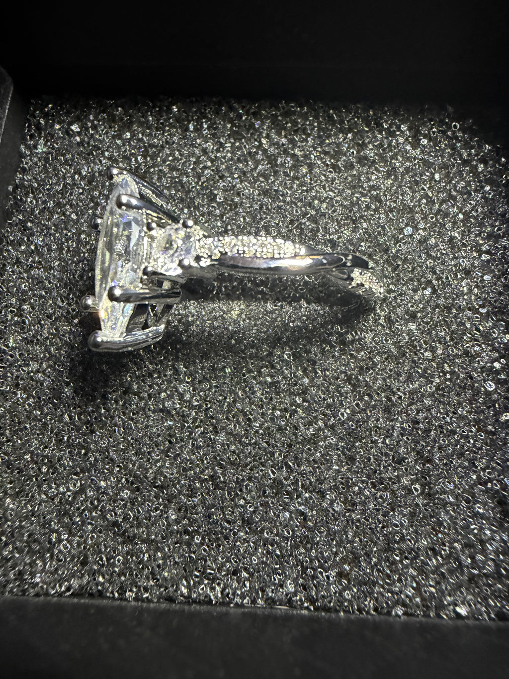 3CT Marques Cut Mossanite Engagement Ring