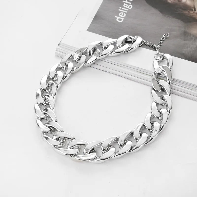 Female Fashion Hip Hop Short Necklaces Punk Gold Silver Color Thick Chain Statement Necklace Women Jewelry Wholesale