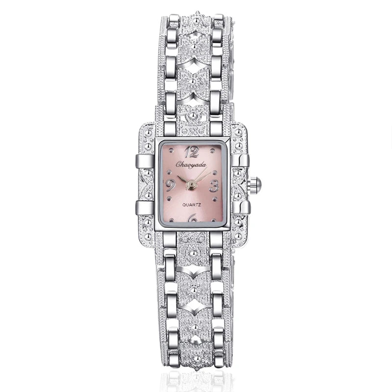 Women Watch Rectangle Dial Silver Stainless Steel Crystal Watches Fashion Quartz For Women ladies major relojes Hot Sale Relojes