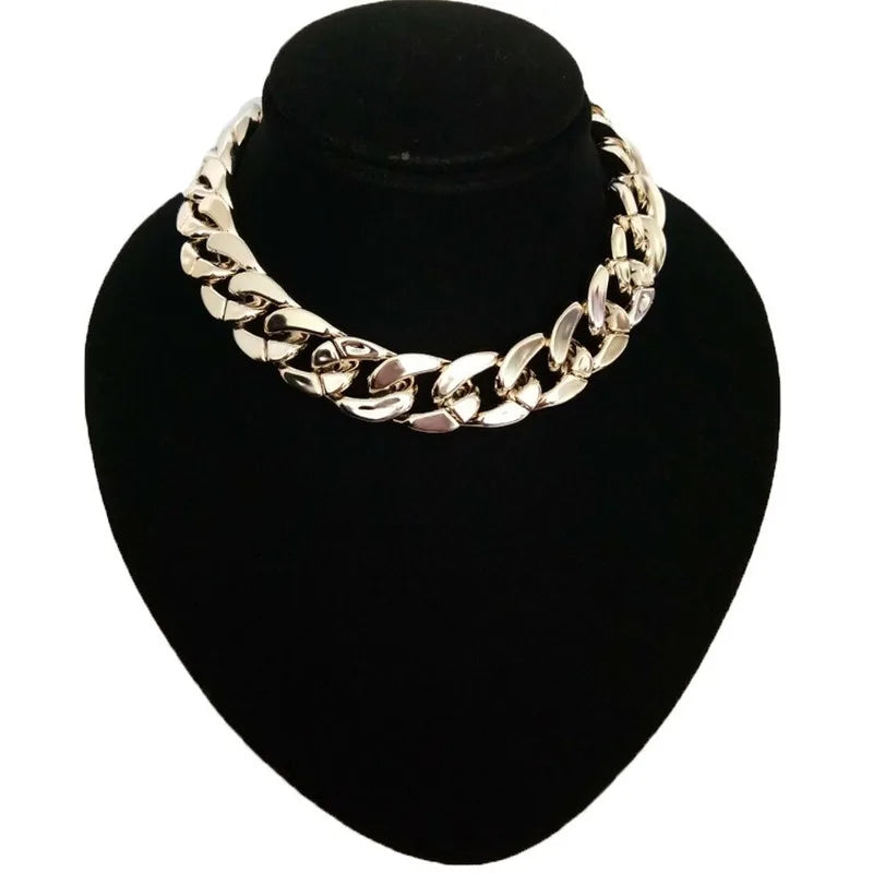 Female Fashion Hip Hop Short Necklaces Punk Gold Silver Color Thick Chain Statement Necklace Women Jewelry Wholesale