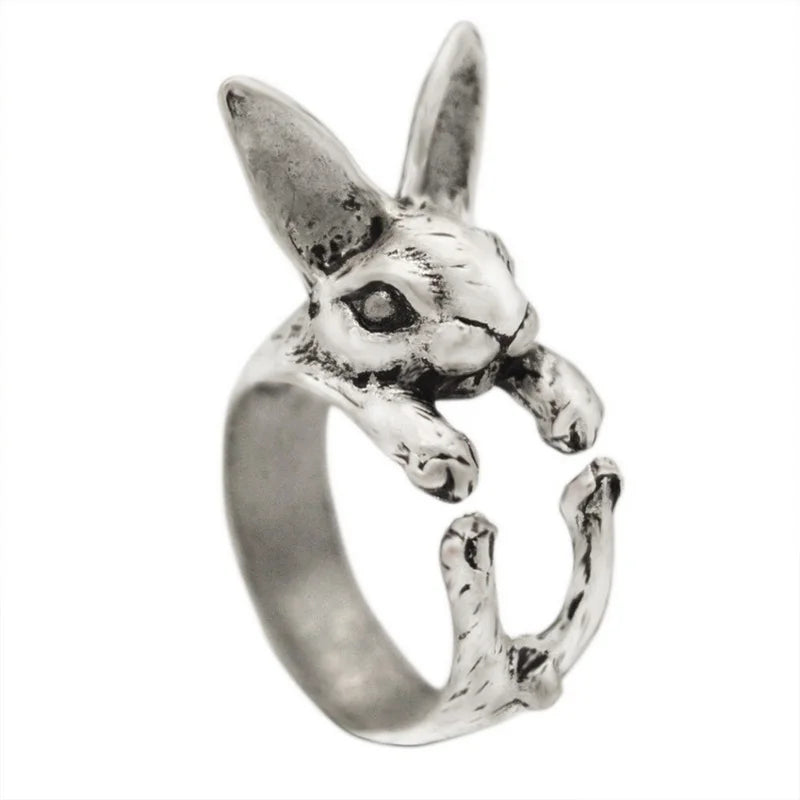 Cute Fortune Cat Shape Opening Rings For Women Silver Color Vintage Frog Toad Animal Delicate Finger Ring Fashion Jewelry Gifts