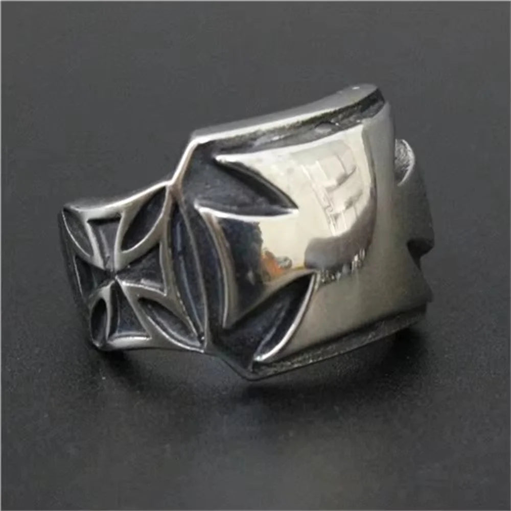 Mens Biker Cross Ring 316L Stainless Steel Polishing Mens Jesus Cross Ring