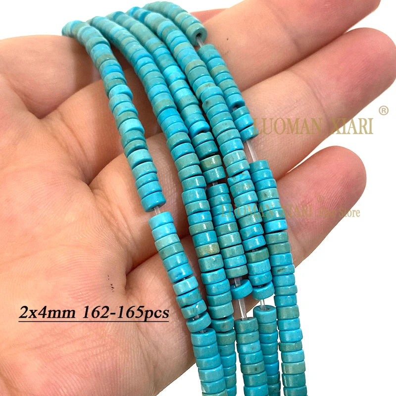 2 3 4MM Natural Blue Turquoises Smooth Loose Round Stone Beads For Jewelry Making DIY Bracelet Earrings Necklace Accessories