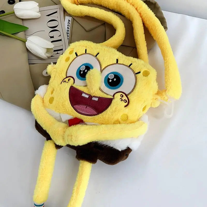 Cute SpongeBob Plush Bag - Portable Crossbody Purse for Travel & Daily Use, Cartoon Design, Great Gift for Girls & Anime Lovers