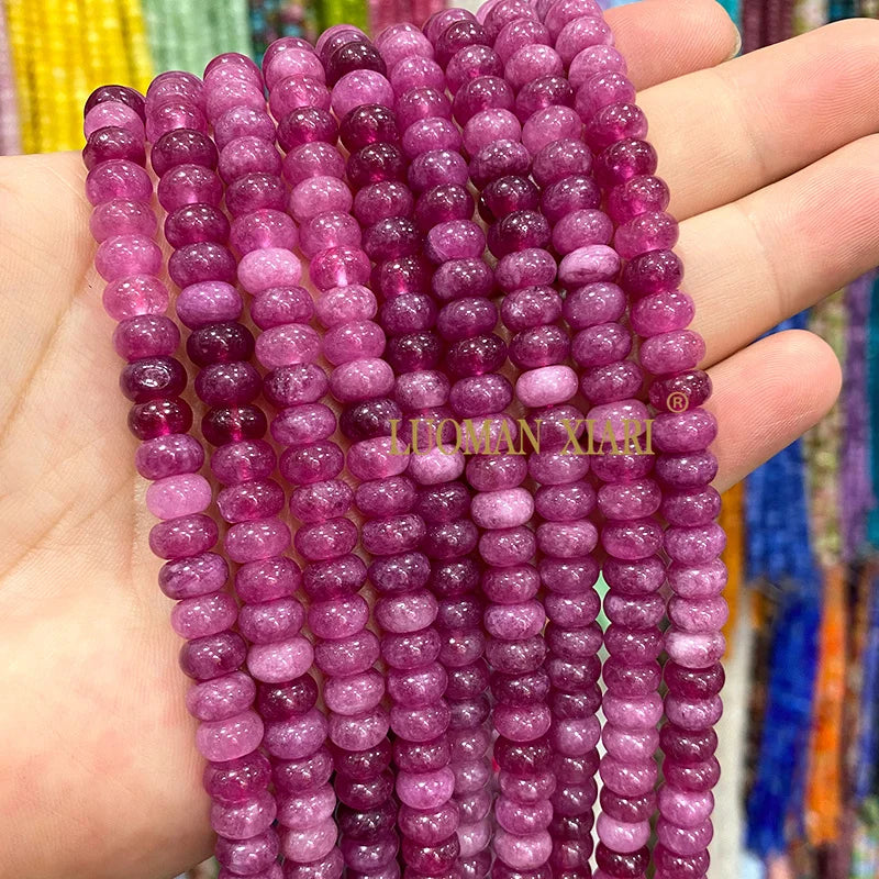 5x8MM Abacus Natural Stone Burma Jades Green Chalcedony Loose Spacer Beads for Jewelry Making Diy Bracelet Charms Accessories