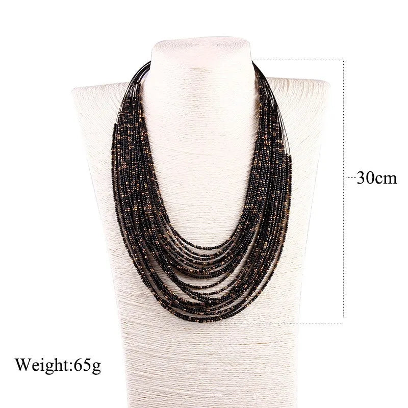 Statement Necklace for Women Collier Femme 2023 Fashion Boho Beads Multi-layer Choker Necklaces & Pendants Bijoux Collares