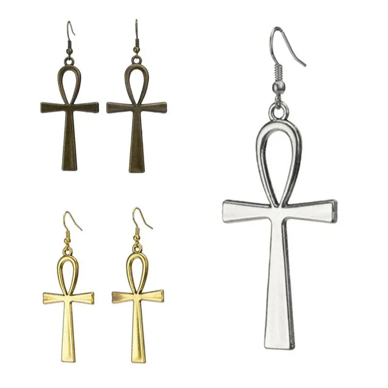 Egyptian Ankh Cross Ankh Earrings Life Symbol for Women, Lightweight Tassel Dangle Style, Daily Party Vacation Date Weekend