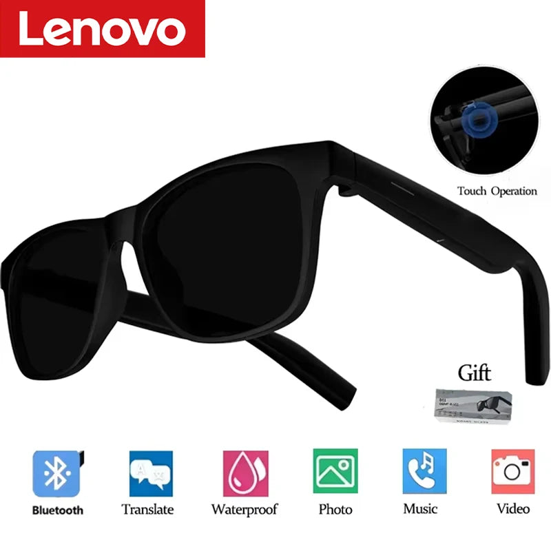 Lenovo AI Smart Glasses 8K Remote Control Touch 1600W Pixels Camera Recording Voice Assistant Translator Bluetooth Sunglasses