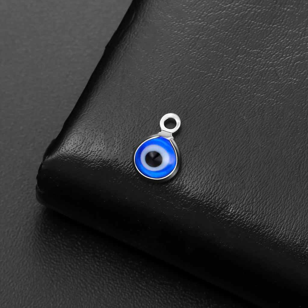 5PCS Stainless Steel Evil Eye Charm Dainty Turkish Eye Pendant for Necklaces Bracelets DIY Protective Accessories