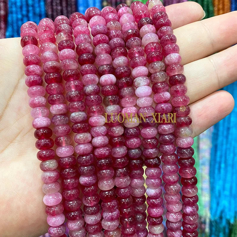 5x8MM Abacus Natural Stone Burma Jades Green Chalcedony Loose Spacer Beads for Jewelry Making Diy Bracelet Charms Accessories