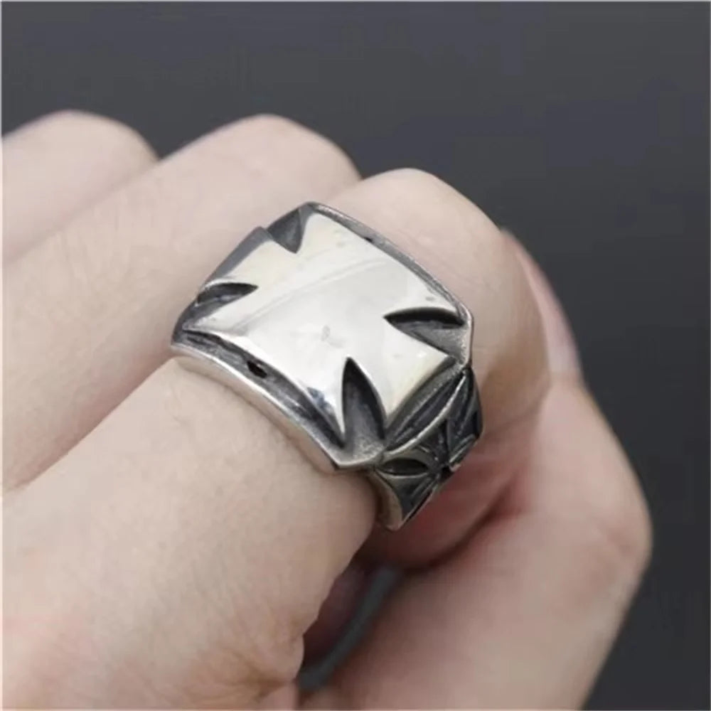 Mens Biker Cross Ring 316L Stainless Steel Polishing Mens Jesus Cross Ring