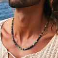 Men's Necklace Tiger Eye Onyx Boho Long Adjustable Protection Yoga Mala Gemstone Hematite Beaded Necklace