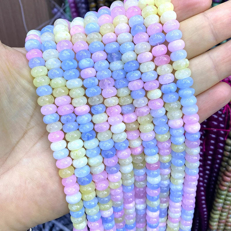5x8MM Abacus Natural Stone Burma Jades Green Chalcedony Loose Spacer Beads for Jewelry Making Diy Bracelet Charms Accessories