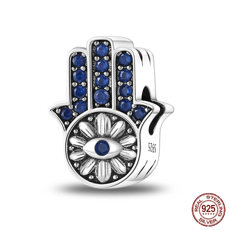 100% Real 925 Silver Classic Devil's Eye Charms Beads For Women Fit Original Qikaola Bracelets Fine DIY Jewelry Making