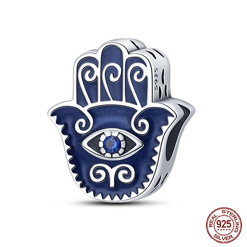 100% Real 925 Silver Classic Devil's Eye Charms Beads For Women Fit Original Qikaola Bracelets Fine DIY Jewelry Making