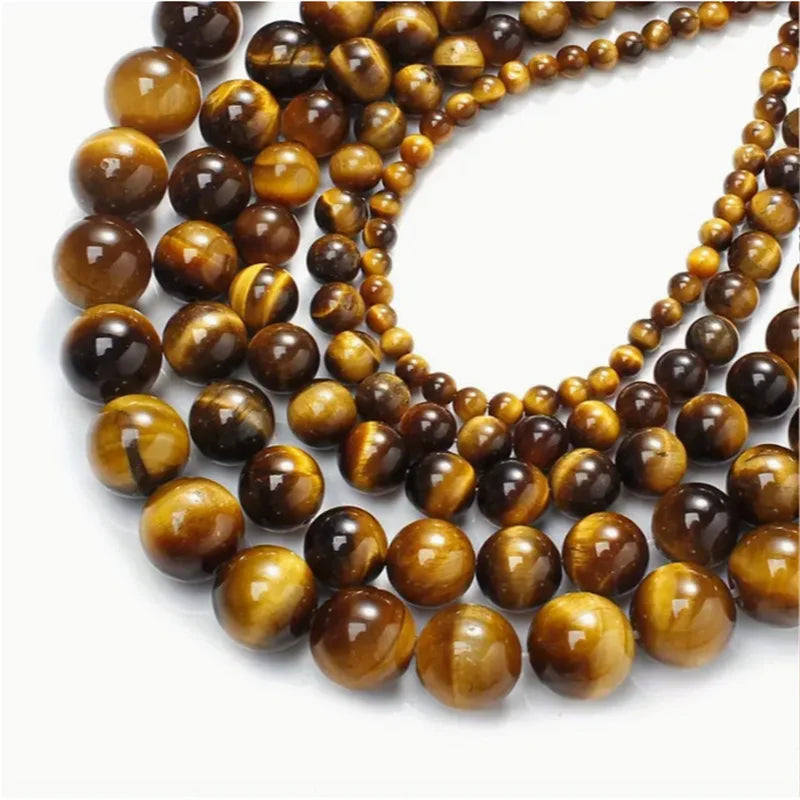 4/6/8/10/12mm A+ Quality Natural Stone Tiger's Eye Stone Round Loose Beads for Jewellery Making DIY Charm Bracelet Necklace