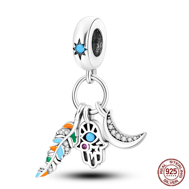 100% Real 925 Silver Classic Devil's Eye Charms Beads For Women Fit Original Qikaola Bracelets Fine DIY Jewelry Making