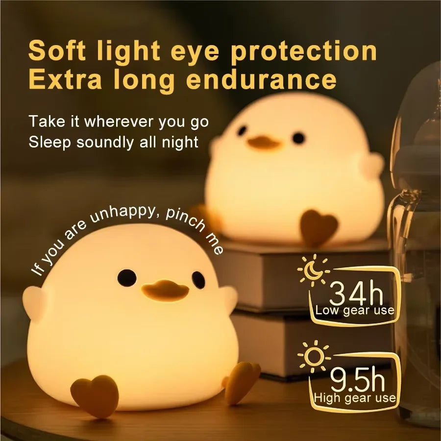 Duck Night Light – USB Rechargeable Touch Lamp with Timer