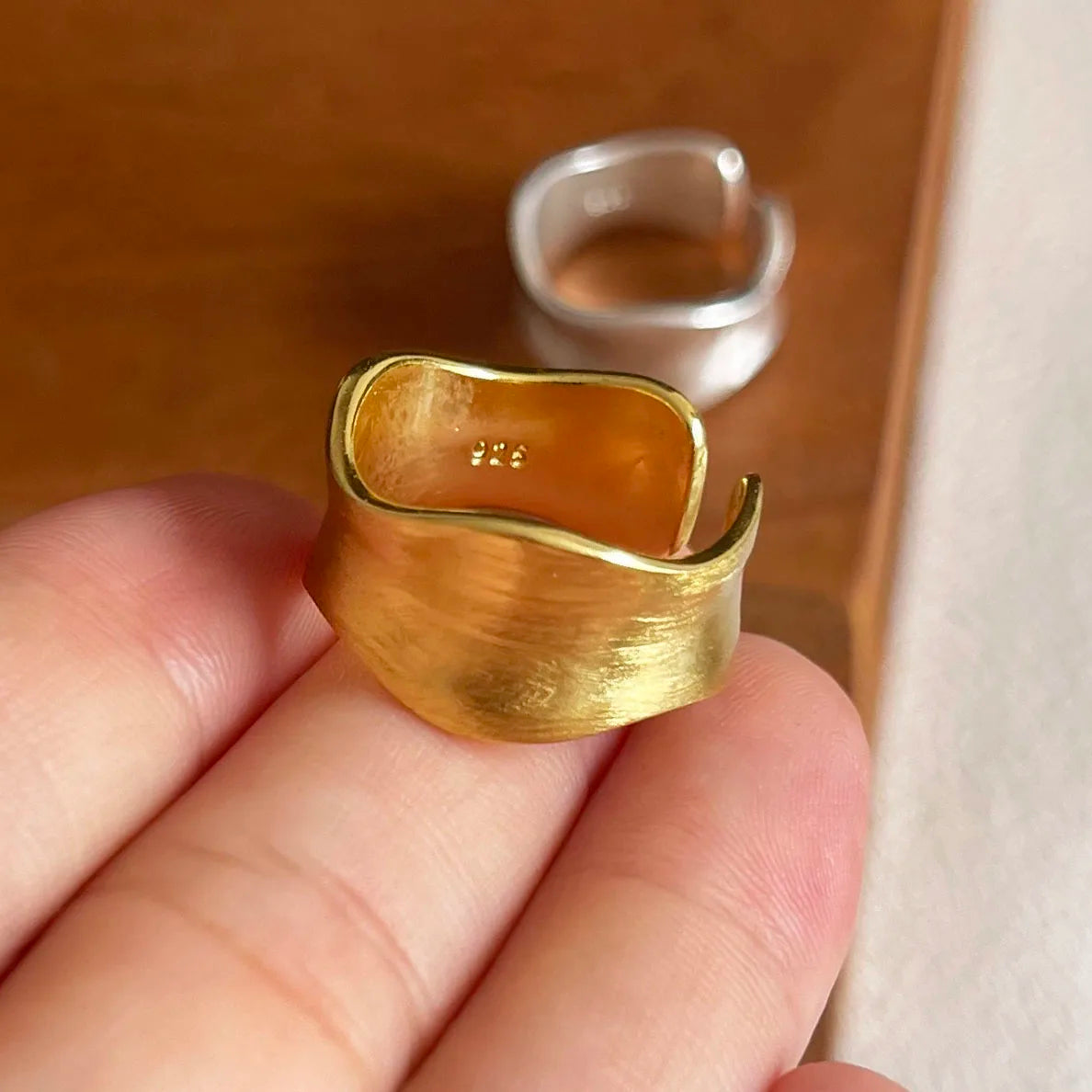 925 Sterling Silver Rings For Women Men Fine Jewelry Finger Adjustable Open Gold Shinning Ring For Party Birthday Gift