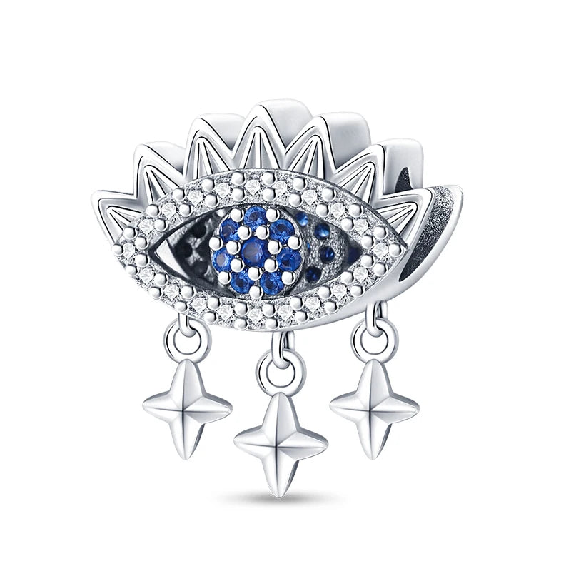100% Real 925 Silver Classic Devil's Eye Charms Beads For Women Fit Original Qikaola Bracelets Fine DIY Jewelry Making