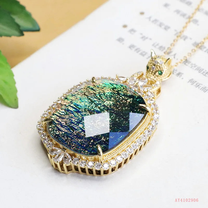 Explosive super flash colorful pendant leopard head luxury necklace jewelry women