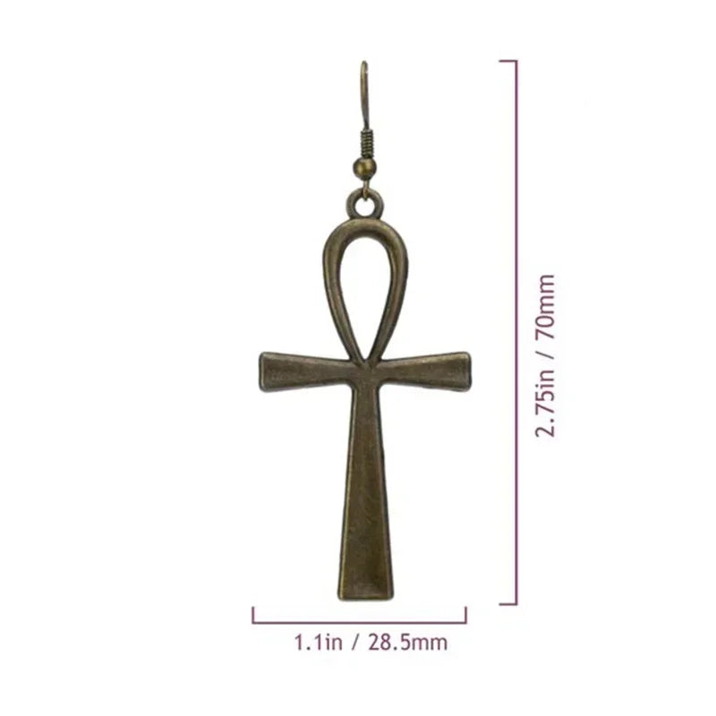 Egyptian Ankh Cross Ankh Earrings Life Symbol for Women, Lightweight Tassel Dangle Style, Daily Party Vacation Date Weekend