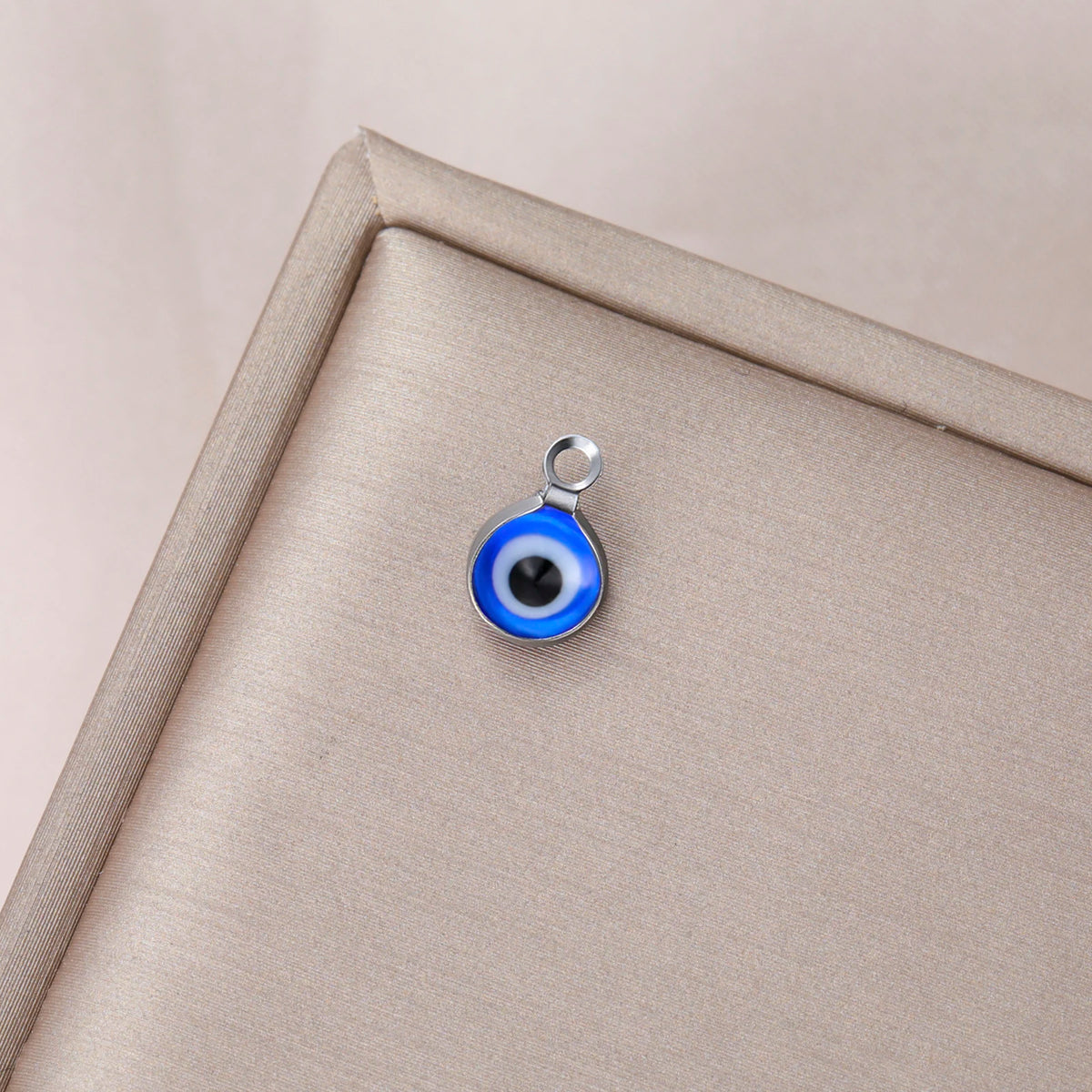 5PCS Stainless Steel Evil Eye Charm Dainty Turkish Eye Pendant for Necklaces Bracelets DIY Protective Accessories