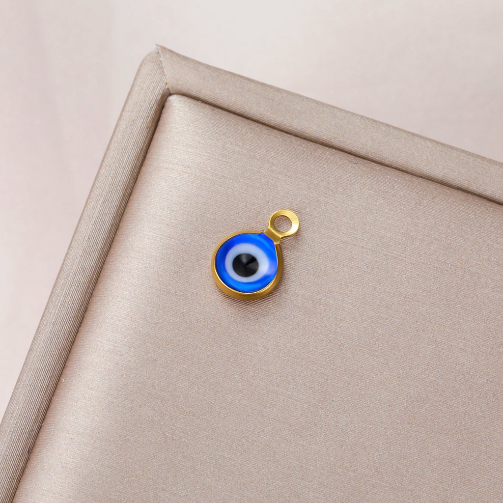 5PCS Stainless Steel Evil Eye Charm Dainty Turkish Eye Pendant for Necklaces Bracelets DIY Protective Accessories