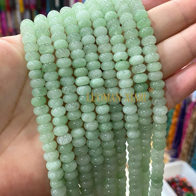 5x8MM Abacus Natural Stone Burma Jades Green Chalcedony Loose Spacer Beads for Jewelry Making Diy Bracelet Charms Accessories