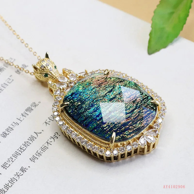 Explosive super flash colorful pendant leopard head luxury necklace jewelry women