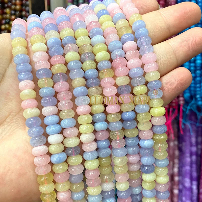 5x8MM Abacus Natural Stone Burma Jades Green Chalcedony Loose Spacer Beads for Jewelry Making Diy Bracelet Charms Accessories