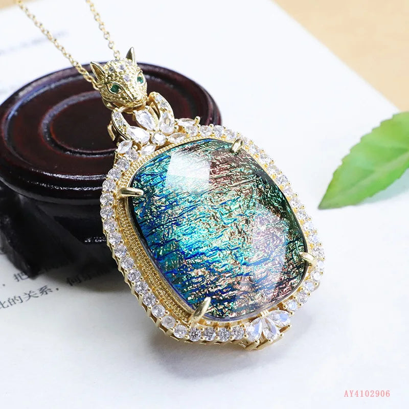 Explosive super flash colorful pendant leopard head luxury necklace jewelry women