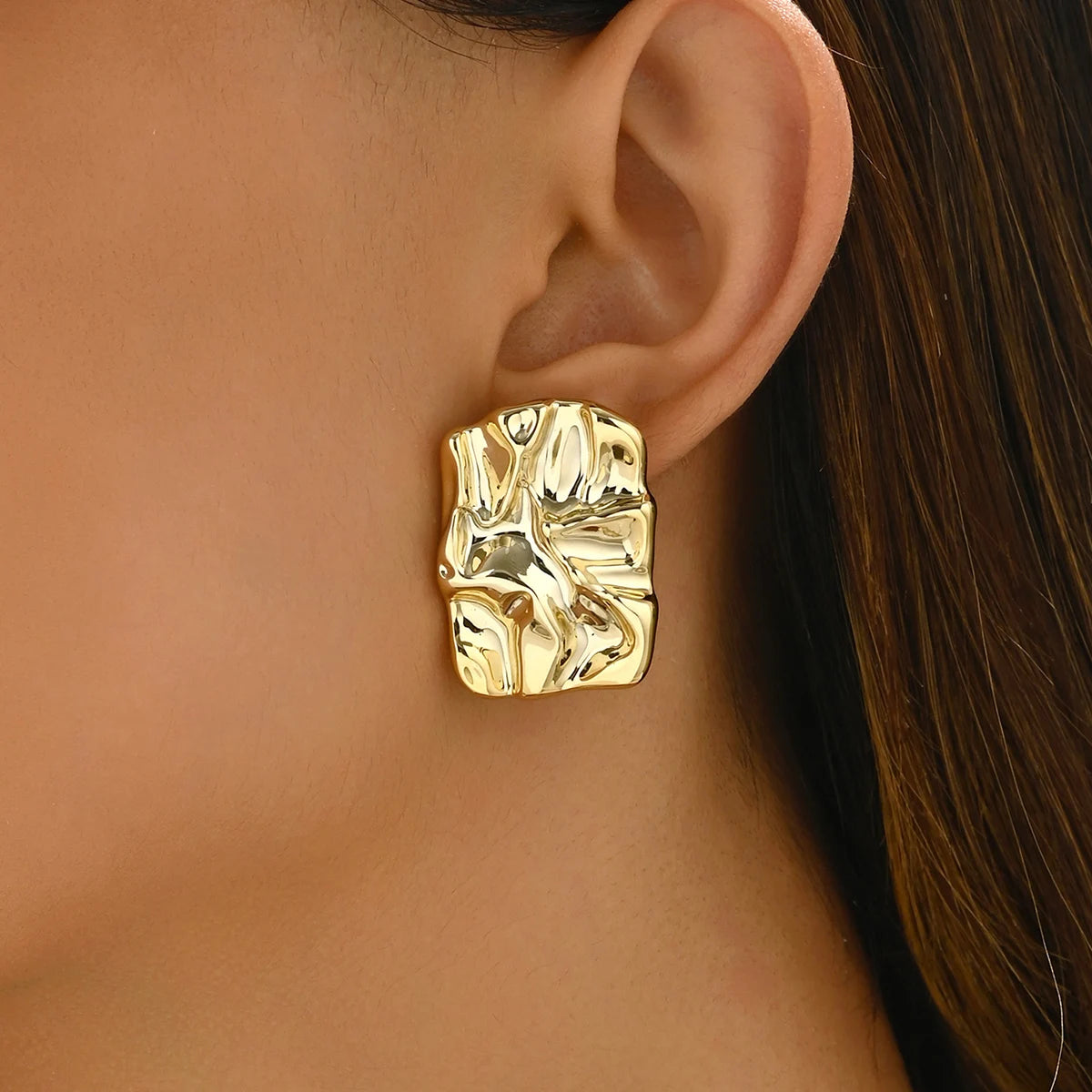 серьги Geometric Irregular Metallic Color Earrings for Women 2024 Minimalist Style Personality Earrings Trendy Jewelry Gift