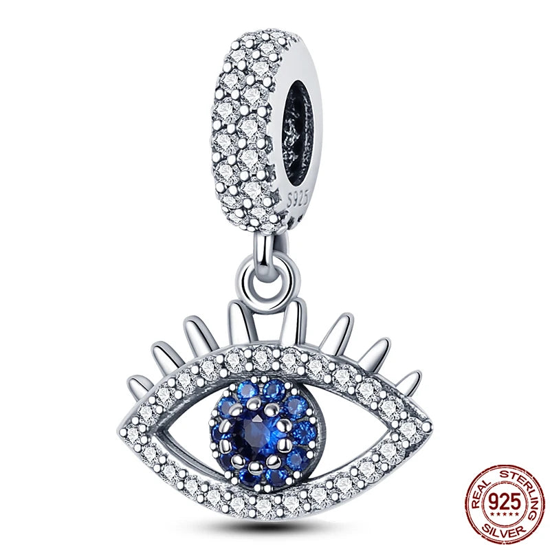100% Real 925 Silver Classic Devil's Eye Charms Beads For Women Fit Original Qikaola Bracelets Fine DIY Jewelry Making