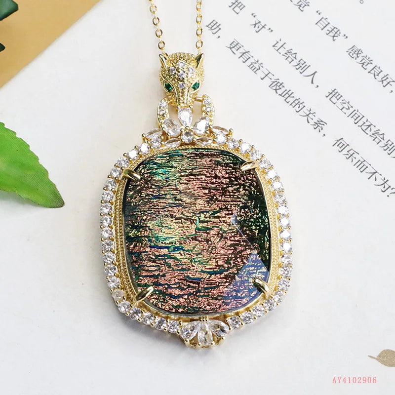 Explosive super flash colorful pendant leopard head luxury necklace jewelry women