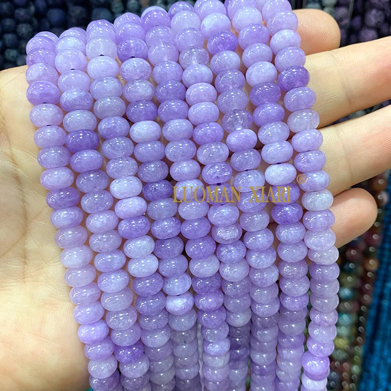 5x8MM Abacus Natural Stone Burma Jades Green Chalcedony Loose Spacer Beads for Jewelry Making Diy Bracelet Charms Accessories