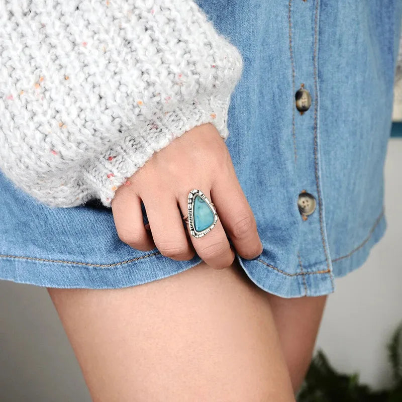 European and American Irregular Triangular Geometric Ring New Imitation Marble Retro Elegant Design Matching Accessories