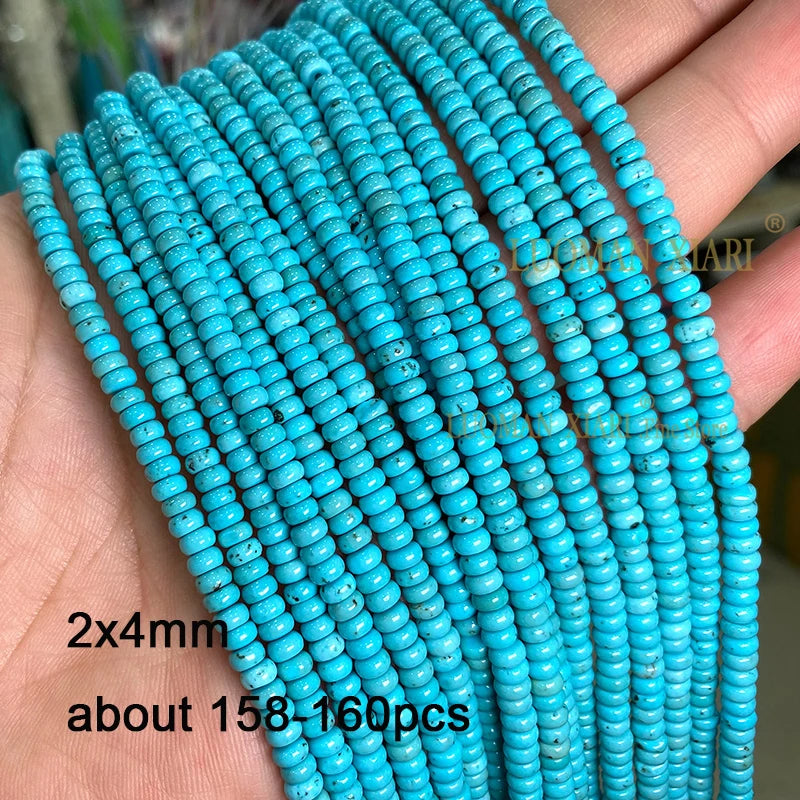 2 3 4MM Natural Blue Turquoises Smooth Loose Round Stone Beads For Jewelry Making DIY Bracelet Earrings Necklace Accessories