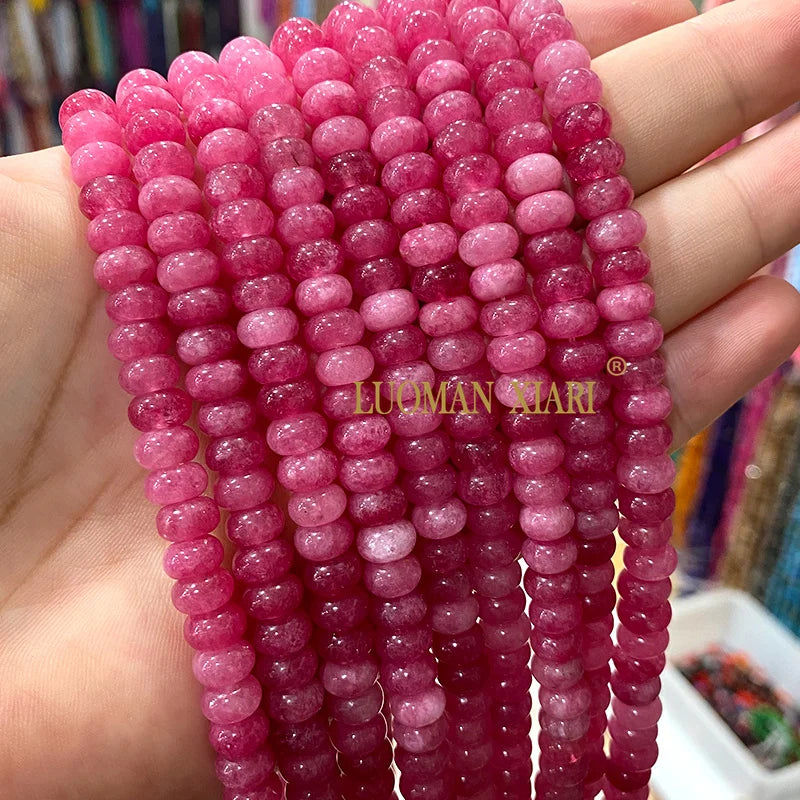 5x8MM Abacus Natural Stone Burma Jades Green Chalcedony Loose Spacer Beads for Jewelry Making Diy Bracelet Charms Accessories