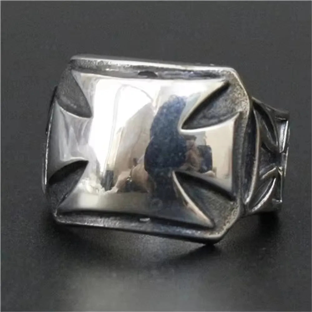 Mens Biker Cross Ring 316L Stainless Steel Polishing Mens Jesus Cross Ring