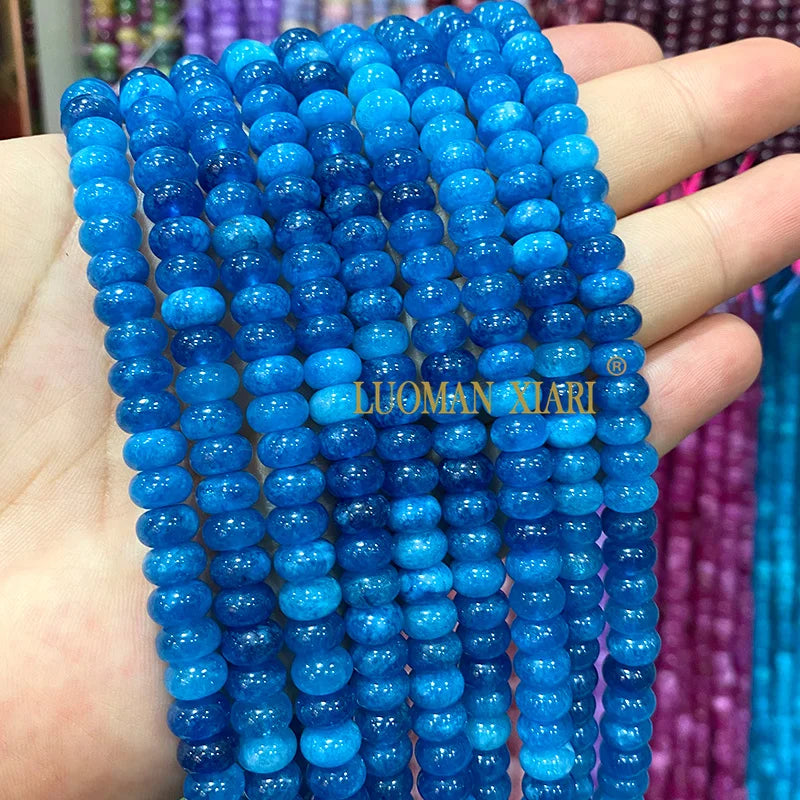 5x8MM Abacus Natural Stone Burma Jades Green Chalcedony Loose Spacer Beads for Jewelry Making Diy Bracelet Charms Accessories