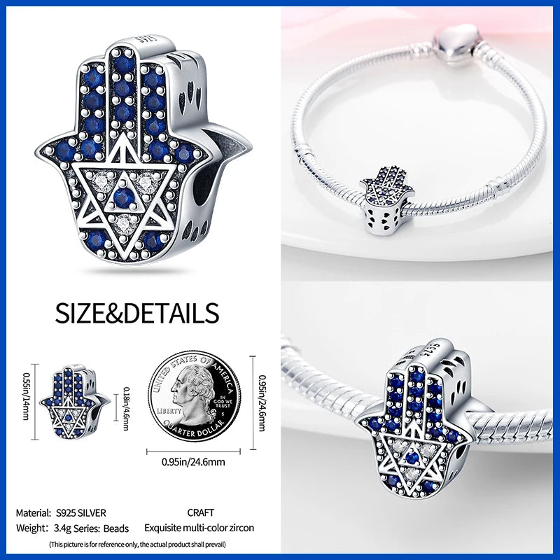 100% Real 925 Silver Classic Devil's Eye Charms Beads For Women Fit Original Qikaola Bracelets Fine DIY Jewelry Making