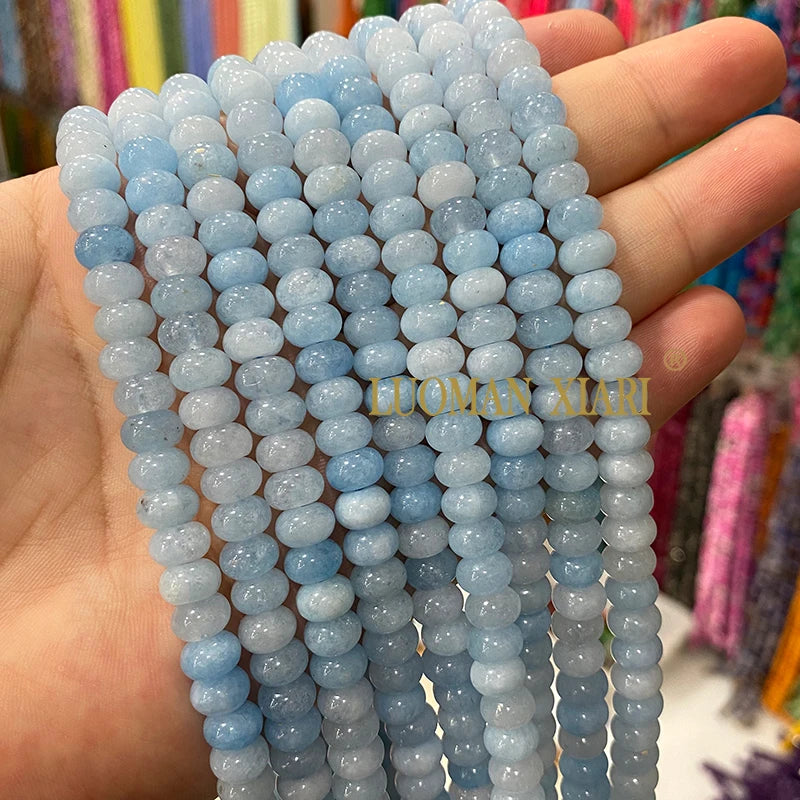 5x8MM Abacus Natural Stone Burma Jades Green Chalcedony Loose Spacer Beads for Jewelry Making Diy Bracelet Charms Accessories