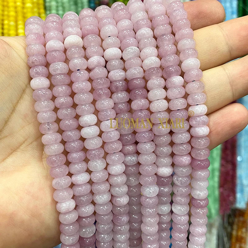 5x8MM Abacus Natural Stone Burma Jades Green Chalcedony Loose Spacer Beads for Jewelry Making Diy Bracelet Charms Accessories