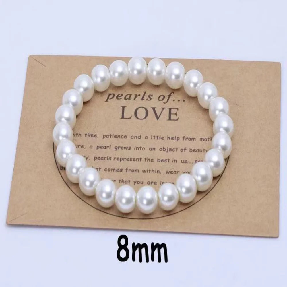 Handmade High Quality Resin Faux Pearl Bracelet Minimalist Round Bead Bangle for Women Men Wedding Jewelry Party Gift