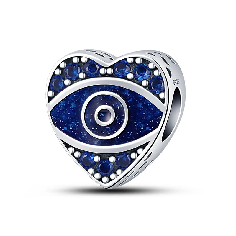 100% Real 925 Silver Classic Devil's Eye Charms Beads For Women Fit Original Qikaola Bracelets Fine DIY Jewelry Making