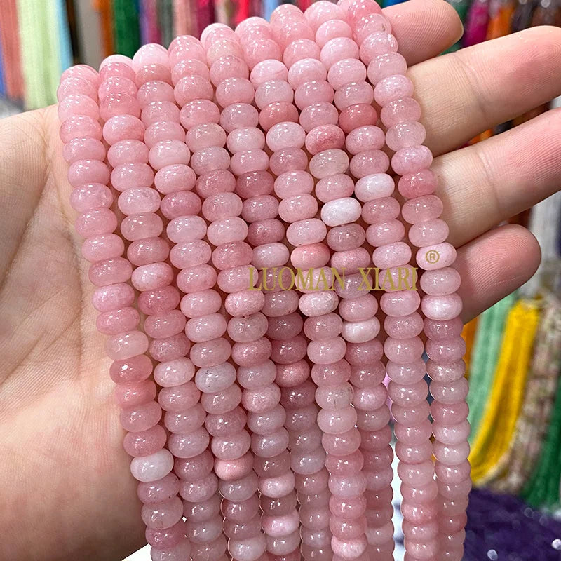 5x8MM Abacus Natural Stone Burma Jades Green Chalcedony Loose Spacer Beads for Jewelry Making Diy Bracelet Charms Accessories