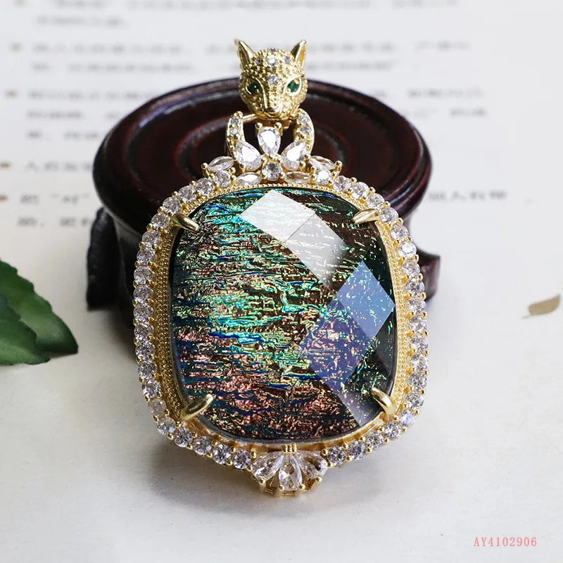 Explosive super flash colorful pendant leopard head luxury necklace jewelry women